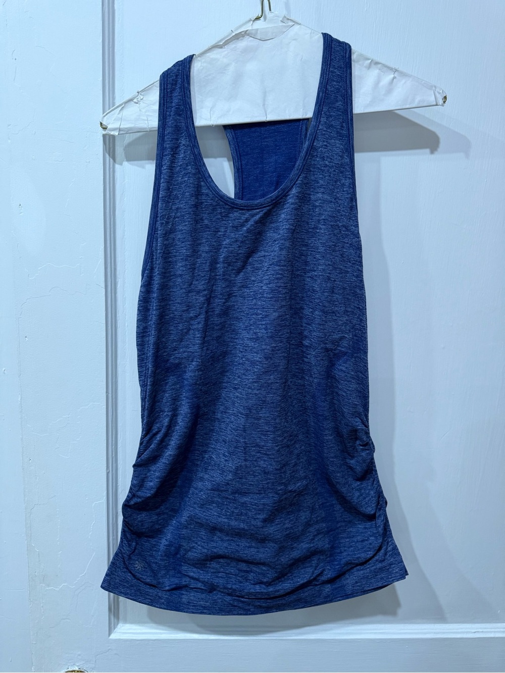Athleta Navy Blue Seamless Ruched Fitness Running Exercise Tank Top EUC Size M